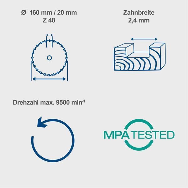 Пильный диск Scheppach HW &Oslash; 160 x 20 x 2,4 x 1,3 мм / Z48 3901802705 фото